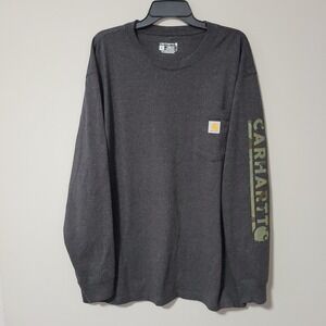 Carhartt TK7061-M Long Sleeve Pocket T Shirt Mens XL Gray Loose Fit Workwear